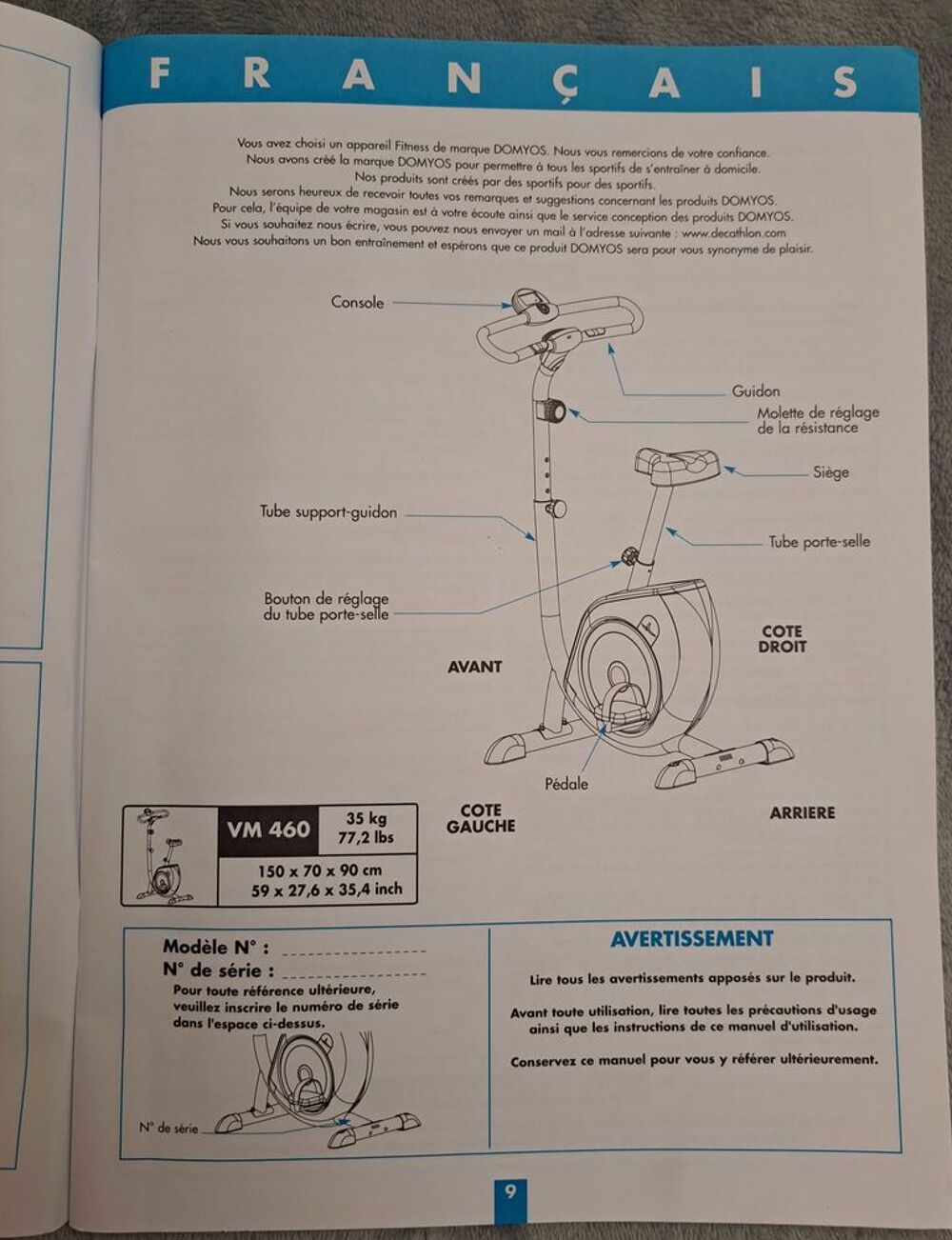 v&eacute;lo d'appartement Domyos VM 460 Sports