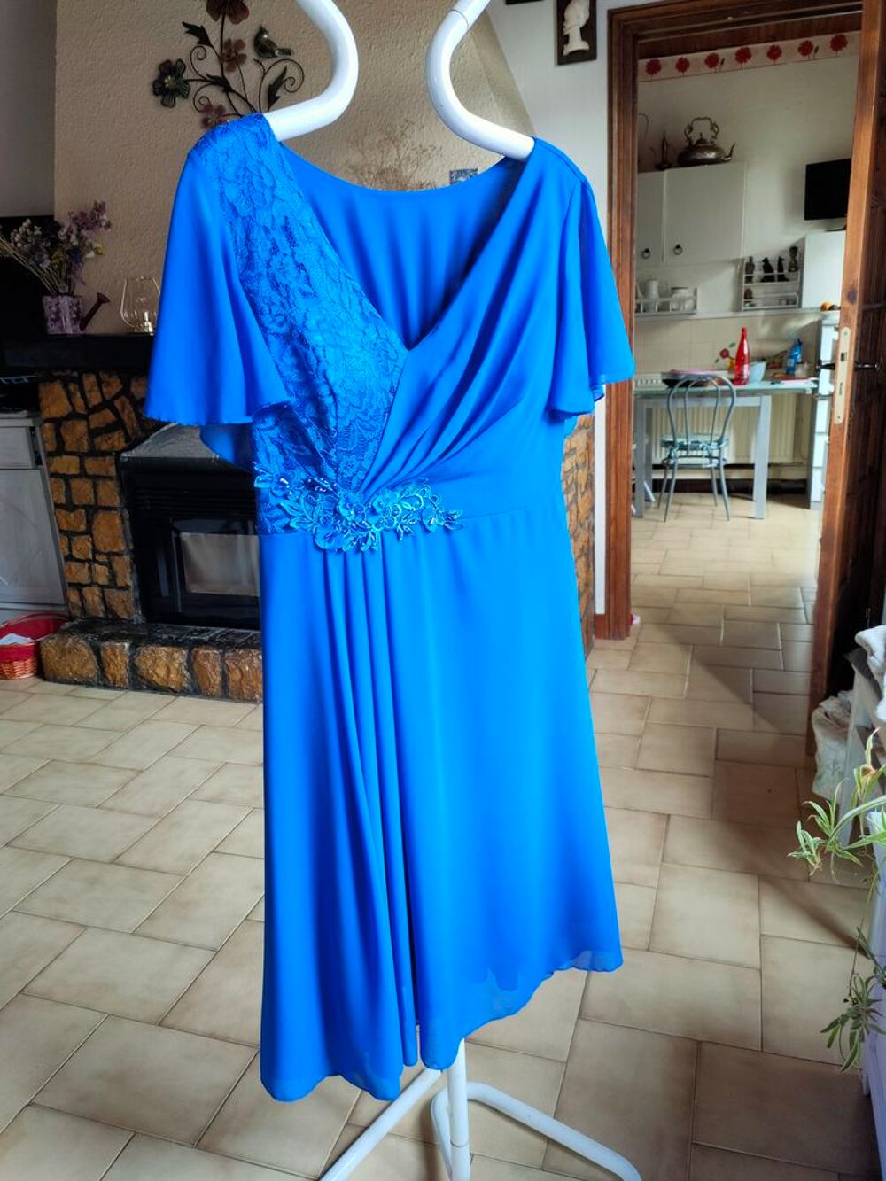 Robe soir&eacute;e droite habill&eacute;e bleu gitane T 46 bleu gitane Vêtements