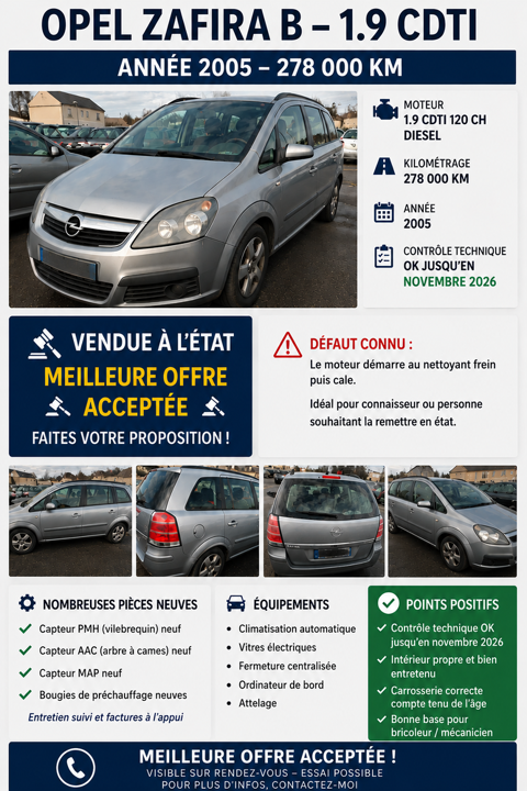 Opel Zafira 1.9 CDTI Enjoy 2005 occasion Montataire 60160