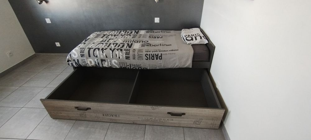 Lit Design 90x190 Enfant/Ado avec son Sommier &amp; Matelas Meubles