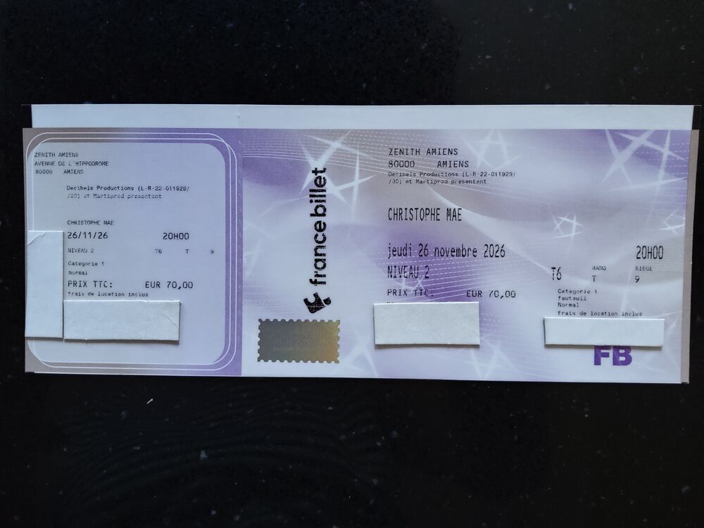Place de concert Christophe Ma&eacute; - 26/11/2026 - Amiens Billetterie