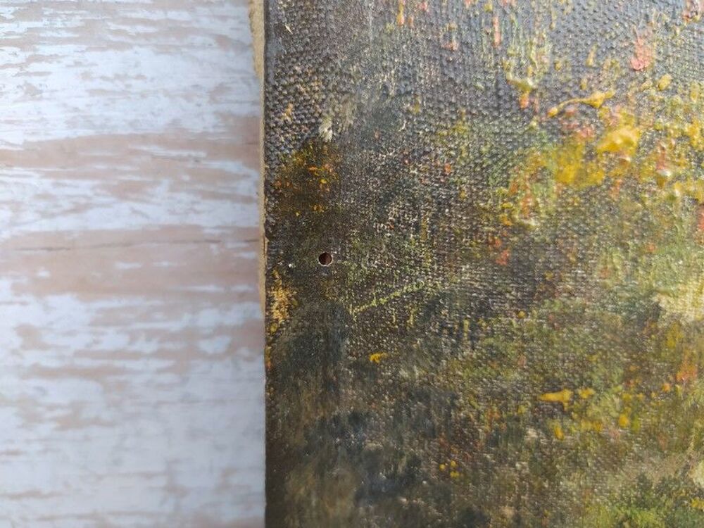 Tableau Huile sur Toile Barbizon Paysage Bois et Rivi&egrave;re Décoration