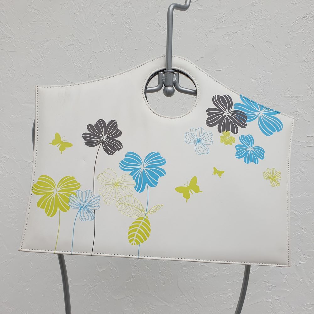 Sac Blanc D&eacute;cor fleurs et papillons Vintage Maroquinerie