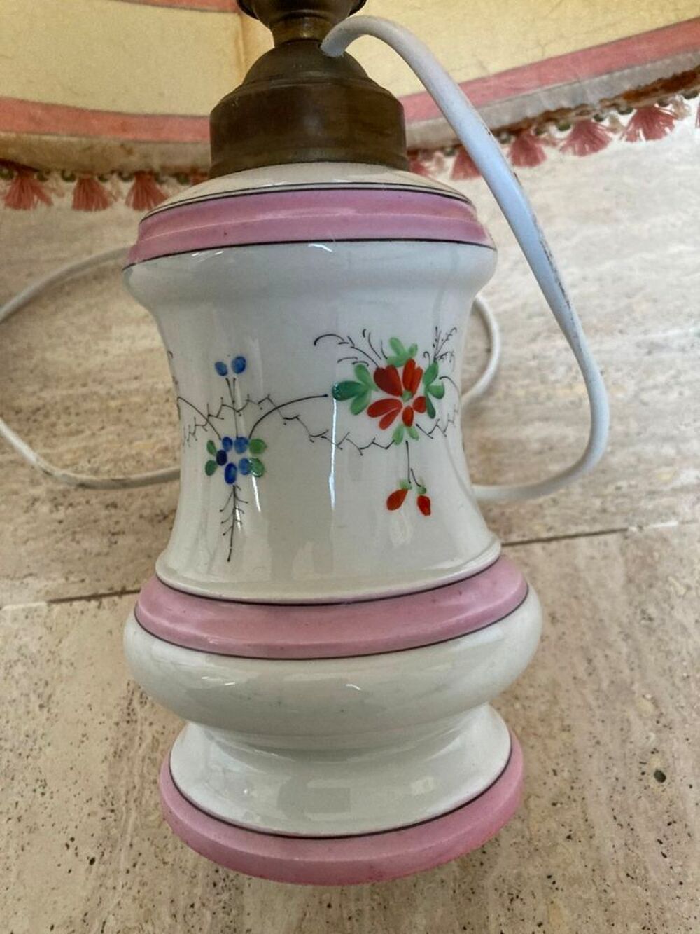 Bases de Lampes en C&eacute;ramique Florales Bleue et Rose Décoration