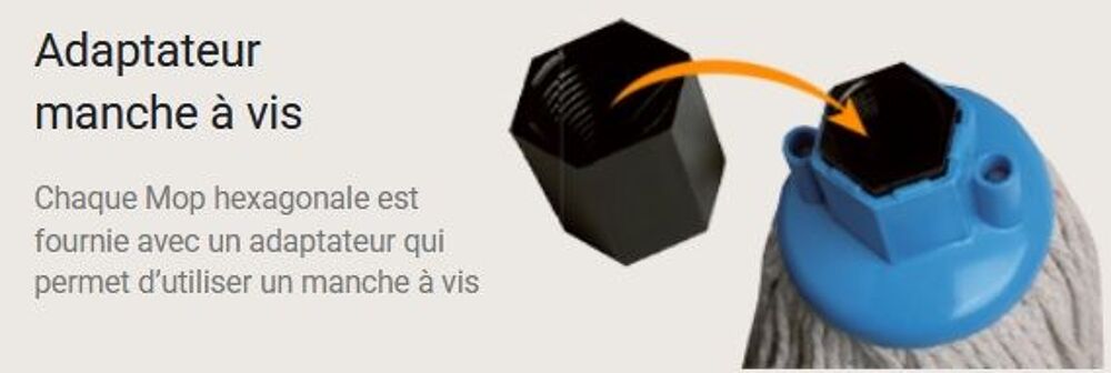 2 recharges mop coton douille hexagonale + vis Bricolage