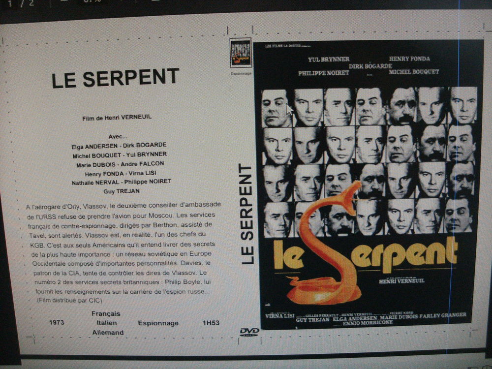Rare film : " Le serpent " DVD et blu-ray