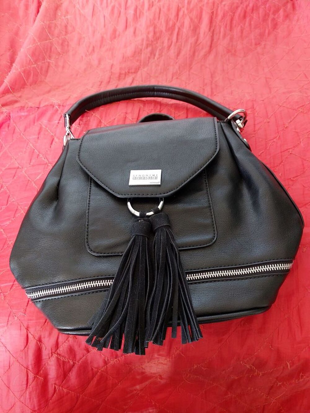 Sac &agrave; main noir Georges Rech Maroquinerie