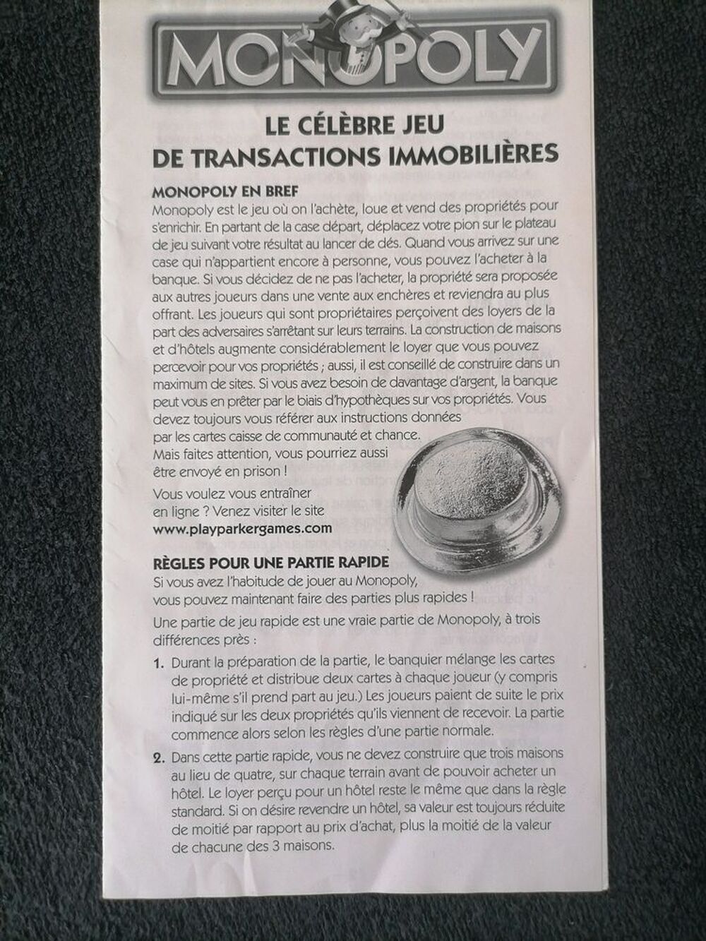 Monopoly avec r&egrave;gles rapides Jeux / jouets