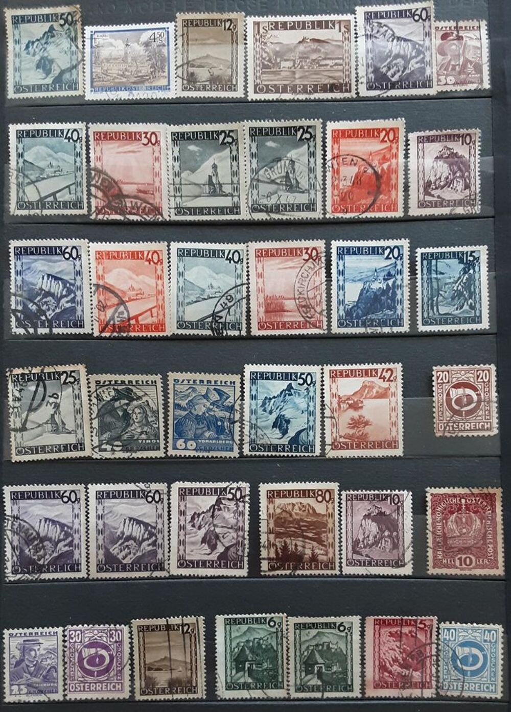 ensemble de 59 timbres AUTRICHE oblit&eacute;r&eacute;s des ann&eacute;es 1946-48 