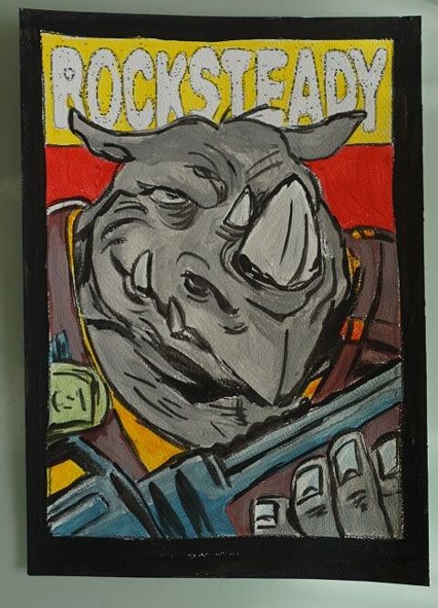 peinture - tortue ninja - rocksteady - sur papier aquarelle 4 Fougères (35)