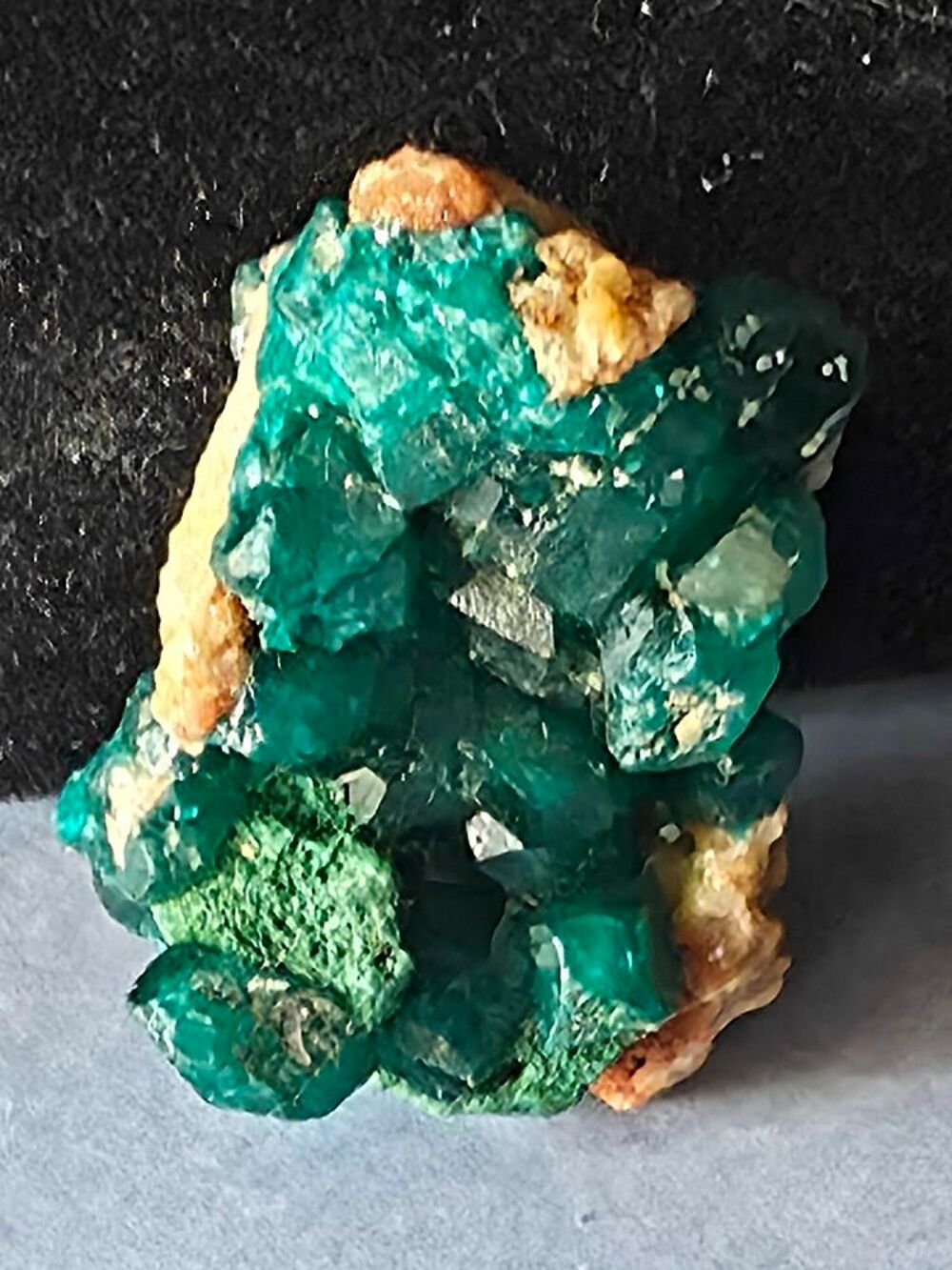 Dioptase Cristallis&eacute;e sur Matrice-Splendide Vert Emeraude du Katanga (10g) 