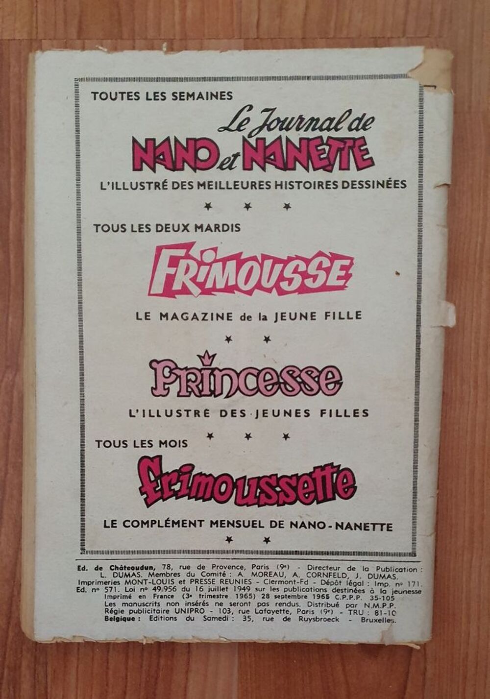 BD ancienne Frimousse n&deg; 182 Ann&eacute;e 1965 