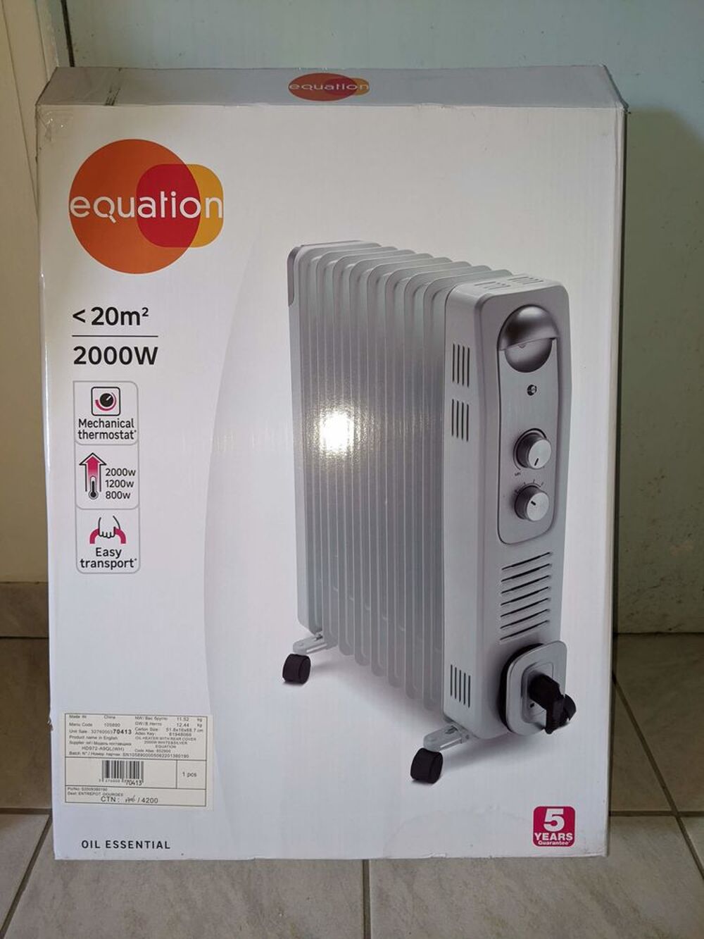 Radiateur &eacute;lectrique 2000W Electroménager