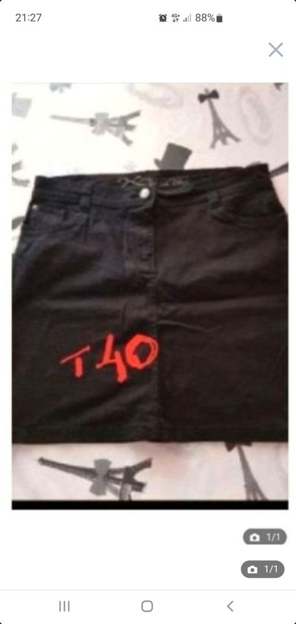 jupe en jeans noire taille 40 Vêtements