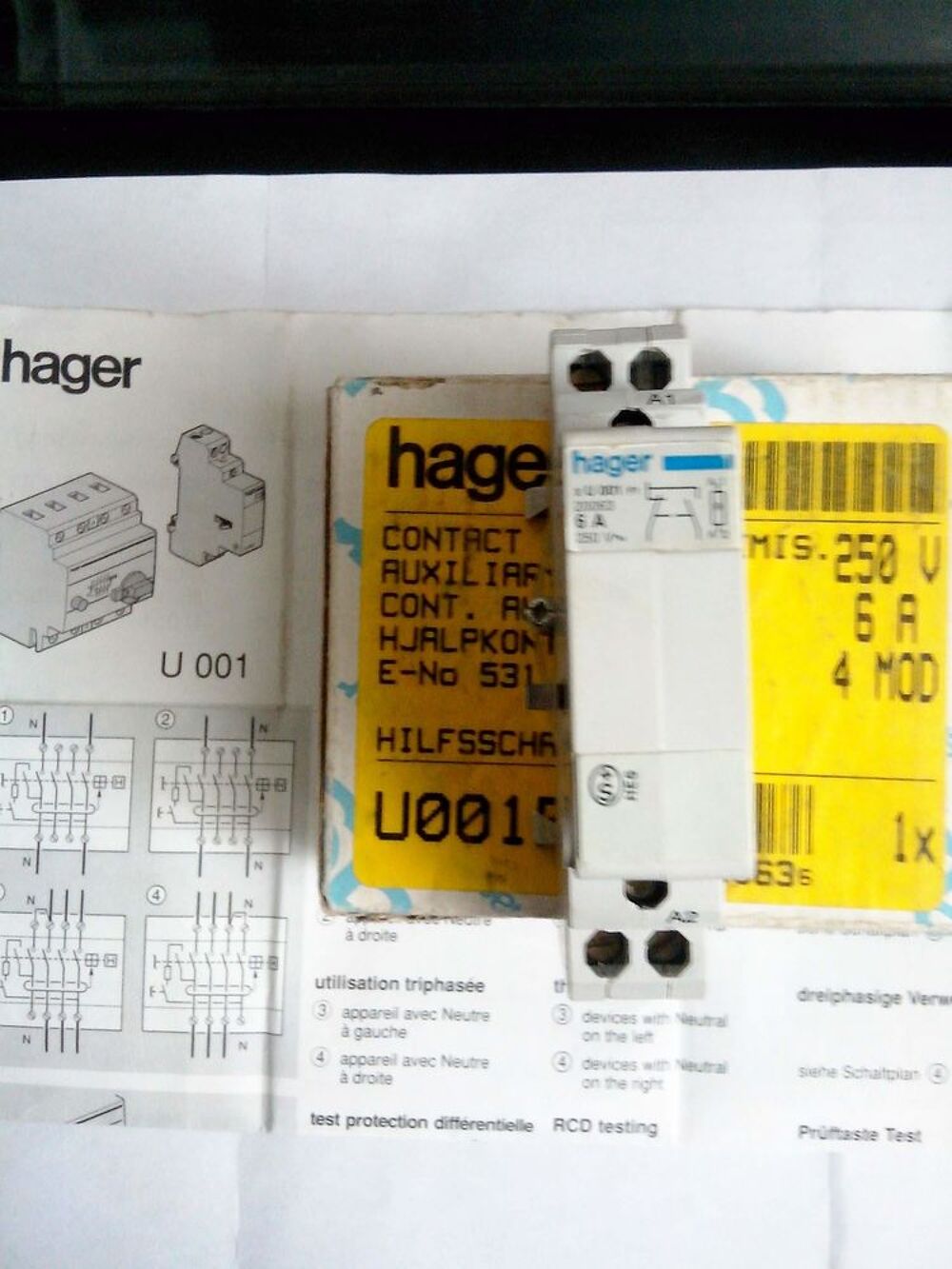contact auxiliaire hager U001 Bricolage