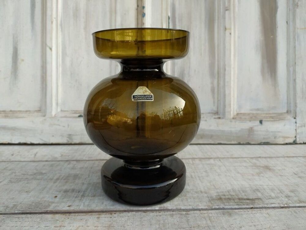 Vase Verre Fum&eacute; Vintage Design Scandinave Ingridglaser Décoration