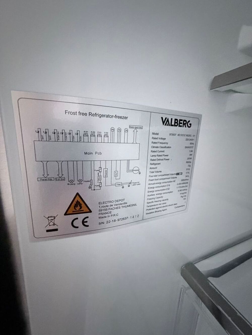 Vendre frigo cong&eacute;lateur VALBERG frigo 2 port et 2 tiroir Electroménager