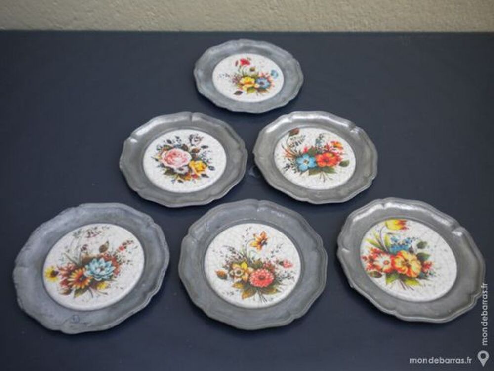 6 PETITS SOUS-VERRES " Fleurs " Décoration