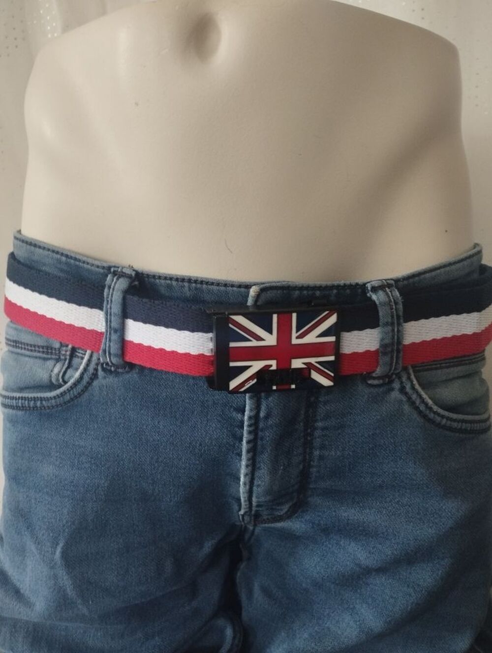 jamais port&eacute;, ceinture union jack style qualit&eacute; boucle m&eacute;tal drapeau England Maroquinerie