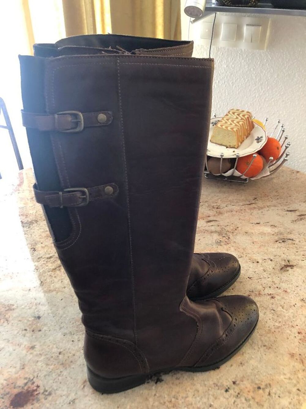 BOTTES Cuir Marron - Tige large T41 Chaussures