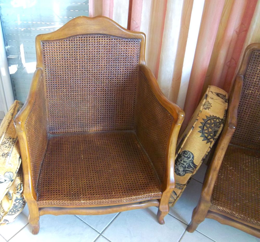 2 FAUTEUILS STYLE NAPOLEON III DOUBLE CANNAGE - EXC ETAT Meubles