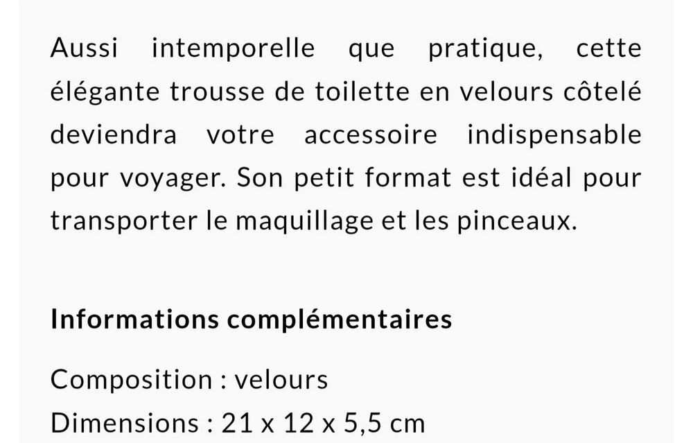 Trousse de toilette Neuve. Marque Mathilde M Maroquinerie
