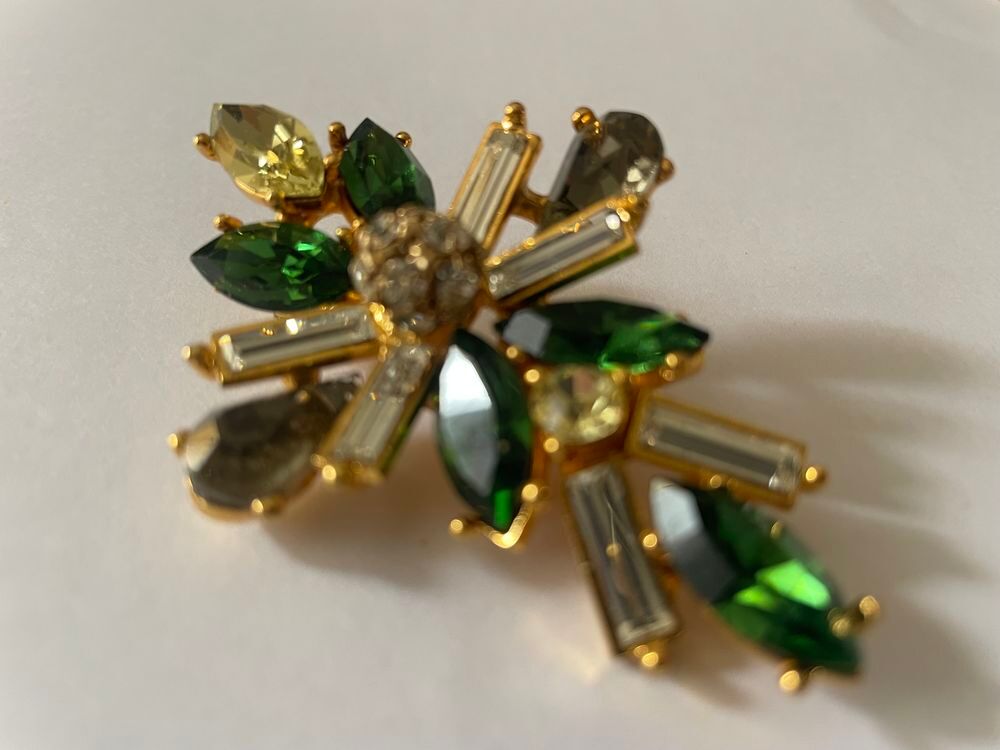 Broche Croix strass vert Crystal Christian LACROIX Bijoux et montres