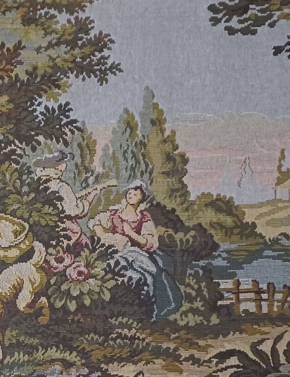 Tapisserie tiss&eacute;e murale cadre bois dor&eacute; Décoration