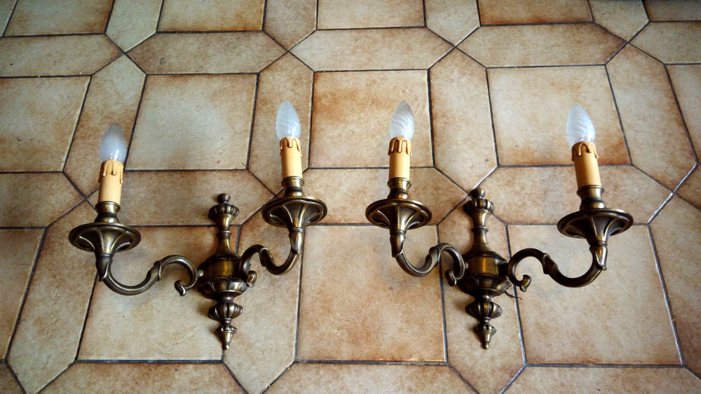 Ensemble bronze, Lustre 6 feux + 2 appliques fin 19e Décoration