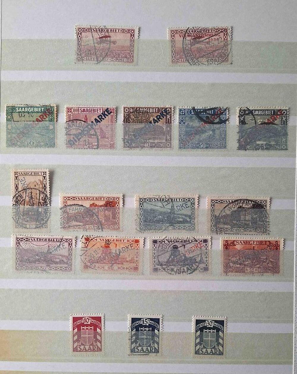 S&eacute;rie de timbres de collection de Sarre 