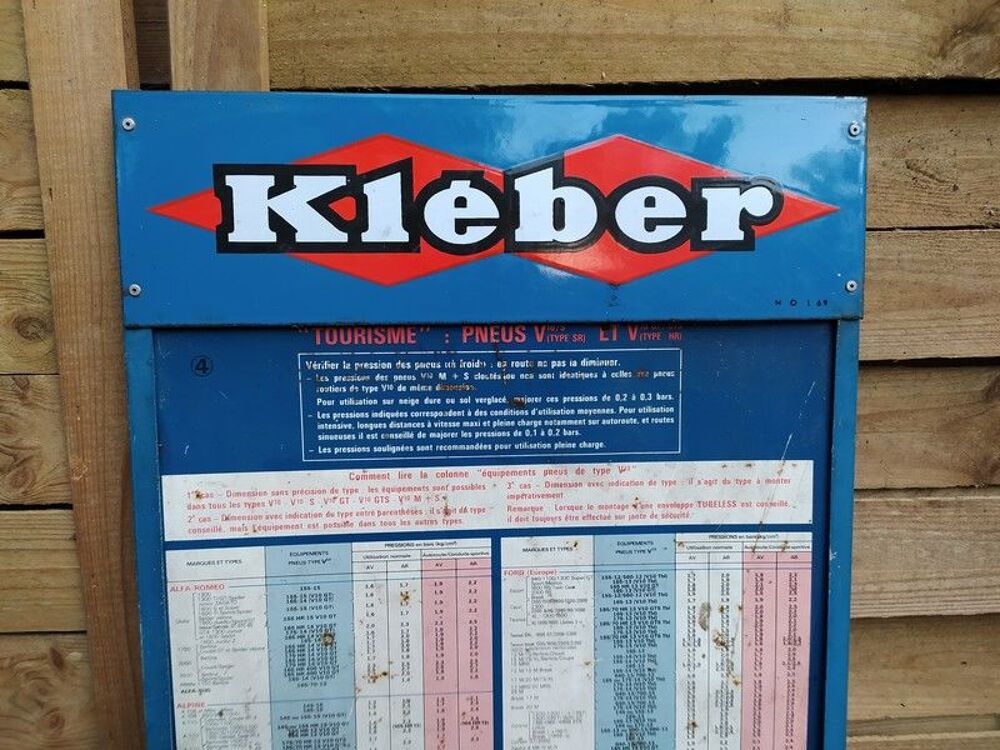 Plaque T&ocirc;le Publicitaire et &Eacute;maill&eacute;e Pression Kleber Pneus 