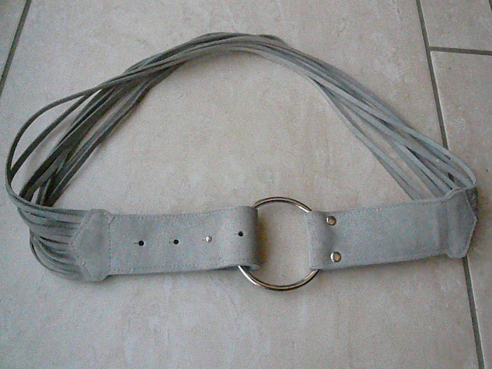 Ceinture grise en cuir 92 cm Maroquinerie