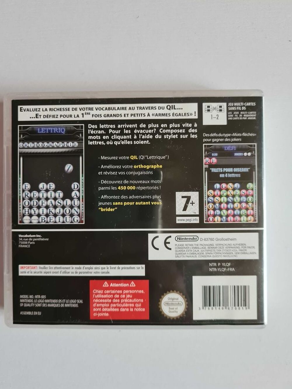 jeu Nintendo DS Lettriq Consoles et jeux vidos