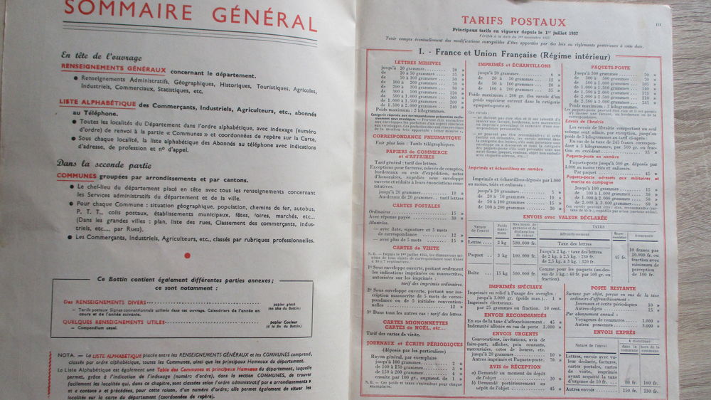 Ancien BOTTIN du JURA de 1958. 