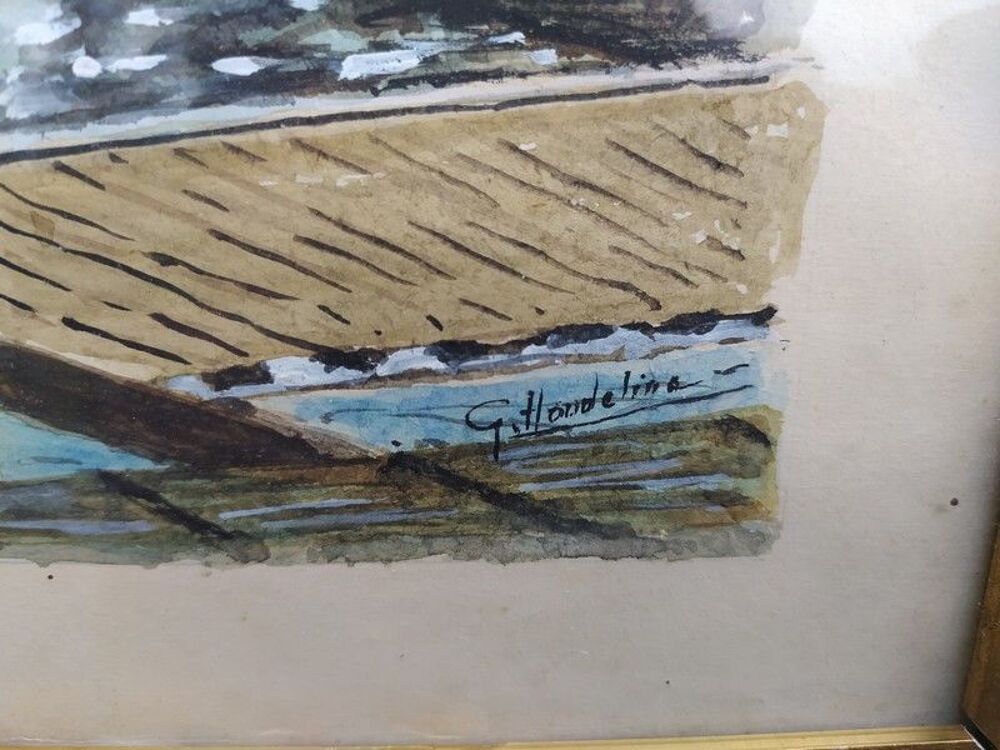 Tableau Marine Gouache Sign&eacute; G. Hondeline 