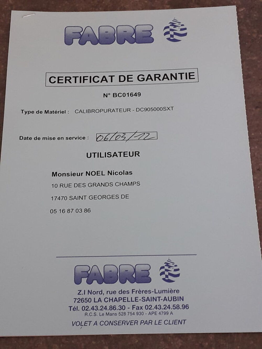 ADOUCISSEUR D'EAU FABRE Bricolage