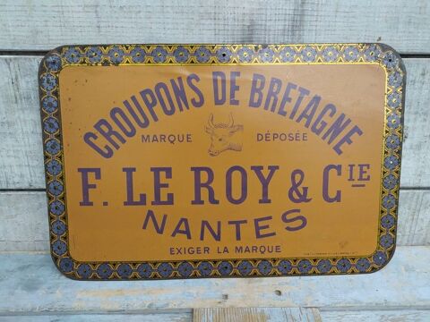 Ancienne Plaque T�le Publicitaire Croupons de Bretagne 80 Loches (37)