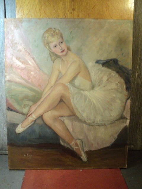 Ancien Tableau Danseuse Classique Ballerine Signé 80 Loches (37)