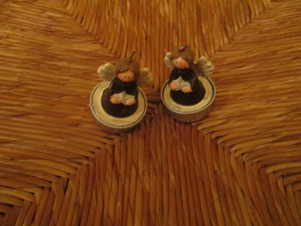 2 petits anges de no&euml;l en bougie Décoration