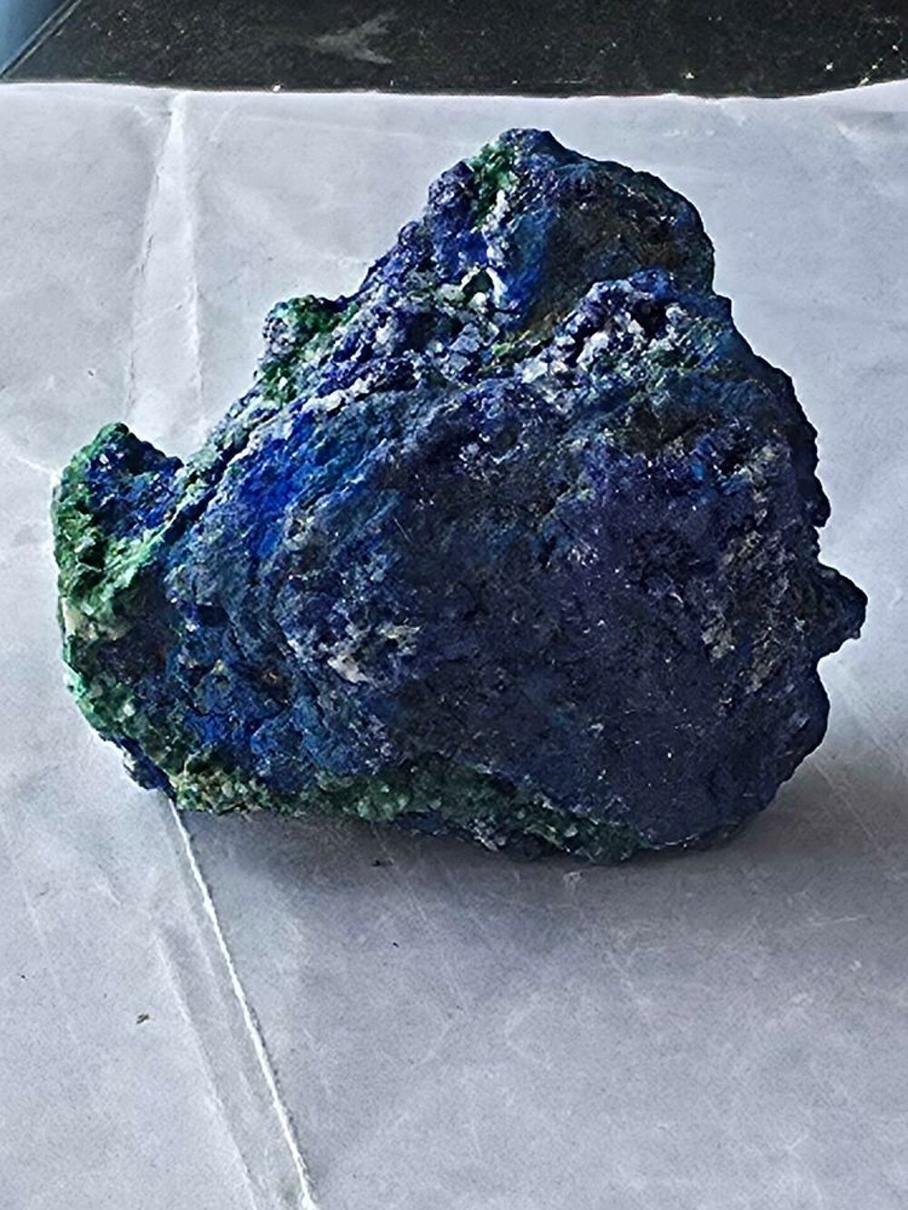 Superbe Min&eacute;ral Azurite Bleu Intense, Malachite Fibreuse &amp; Quartz-Katanga(RDC)-97g 