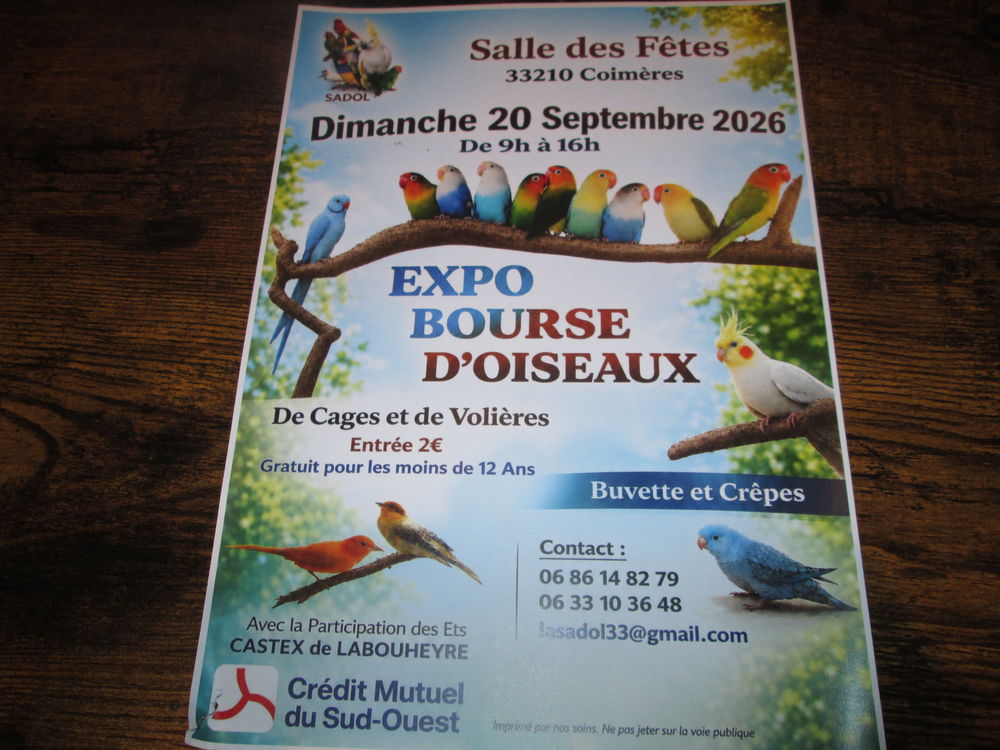   EXPO/BOURSE D'OISEAUX Coimères 33210 