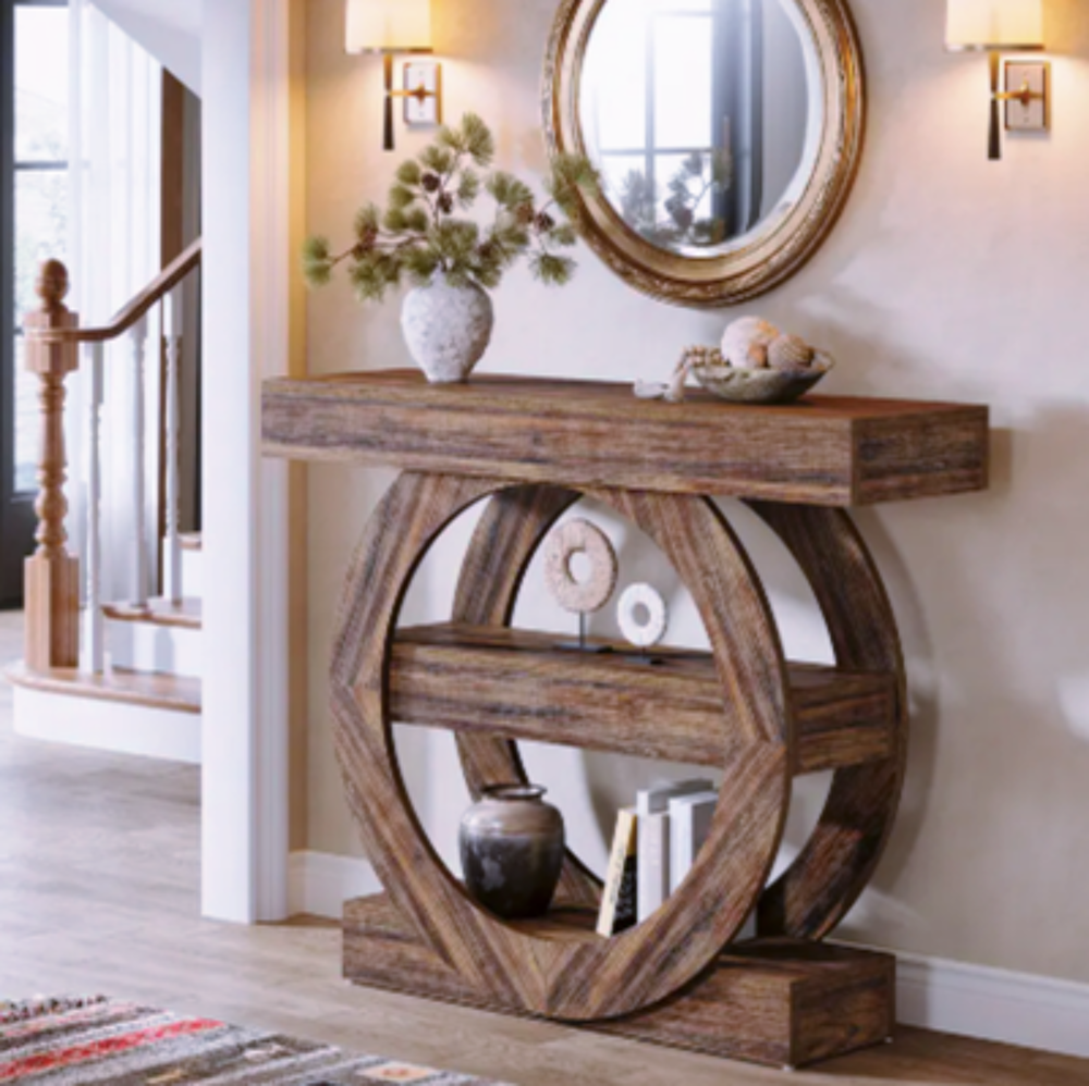 Console cercle en bois ? Design sculptural &amp; effet naturel Meubles