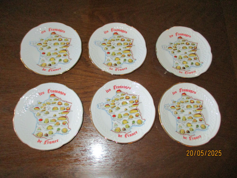 6 Assiettes "Fromages de France" en porcelaine de MP SAMIE 