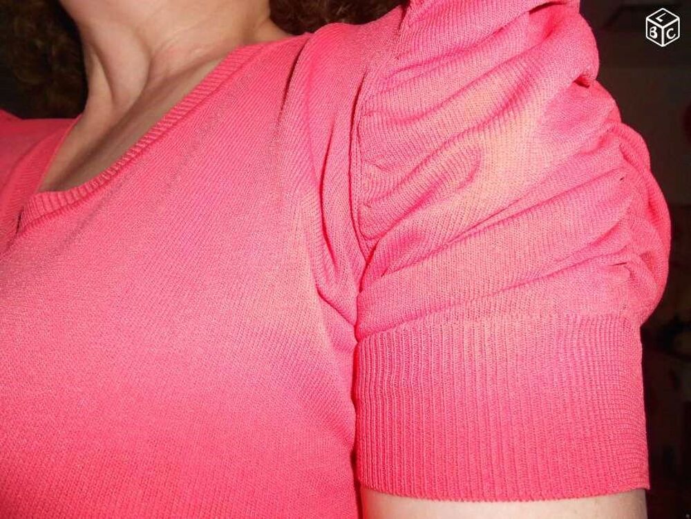  Pull fin corail ou bleu ciel manches gigots T 40 - 40 / 42 Vêtements