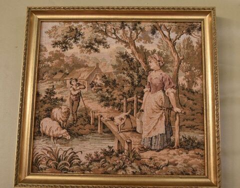 Petite tapisserie scène pastorale, encadrement en bois 20 Montpellier (34)