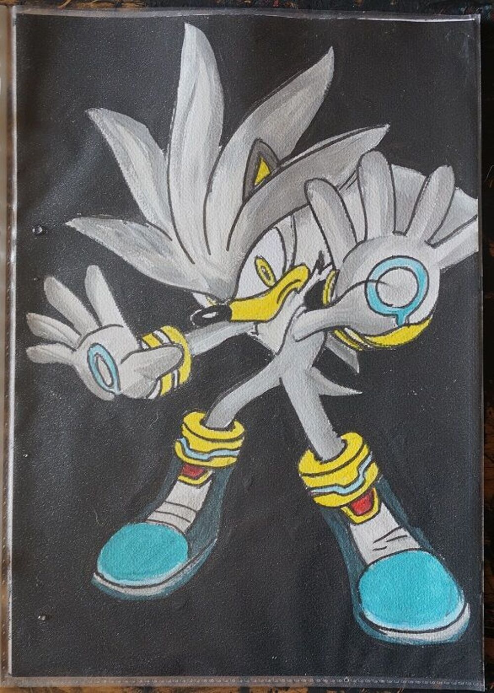 peinture - sonic - 3 - sur papier aquarelle format A4 - 300 Décoration