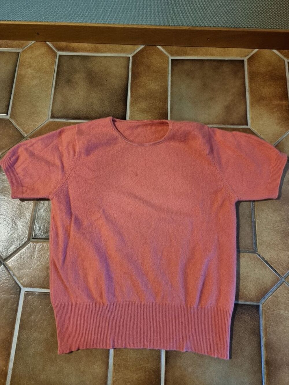 T-shirt 100% cachemire couleur rose corail pour femme taille Vêtements