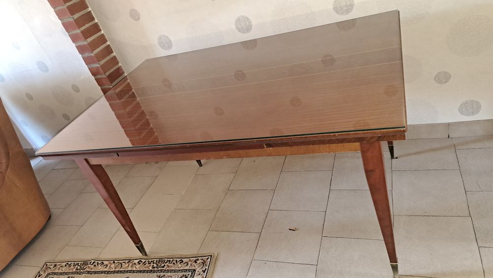 Table rectangulaire vintage ann&eacute;e 1970 avec 2 rallonges Meubles