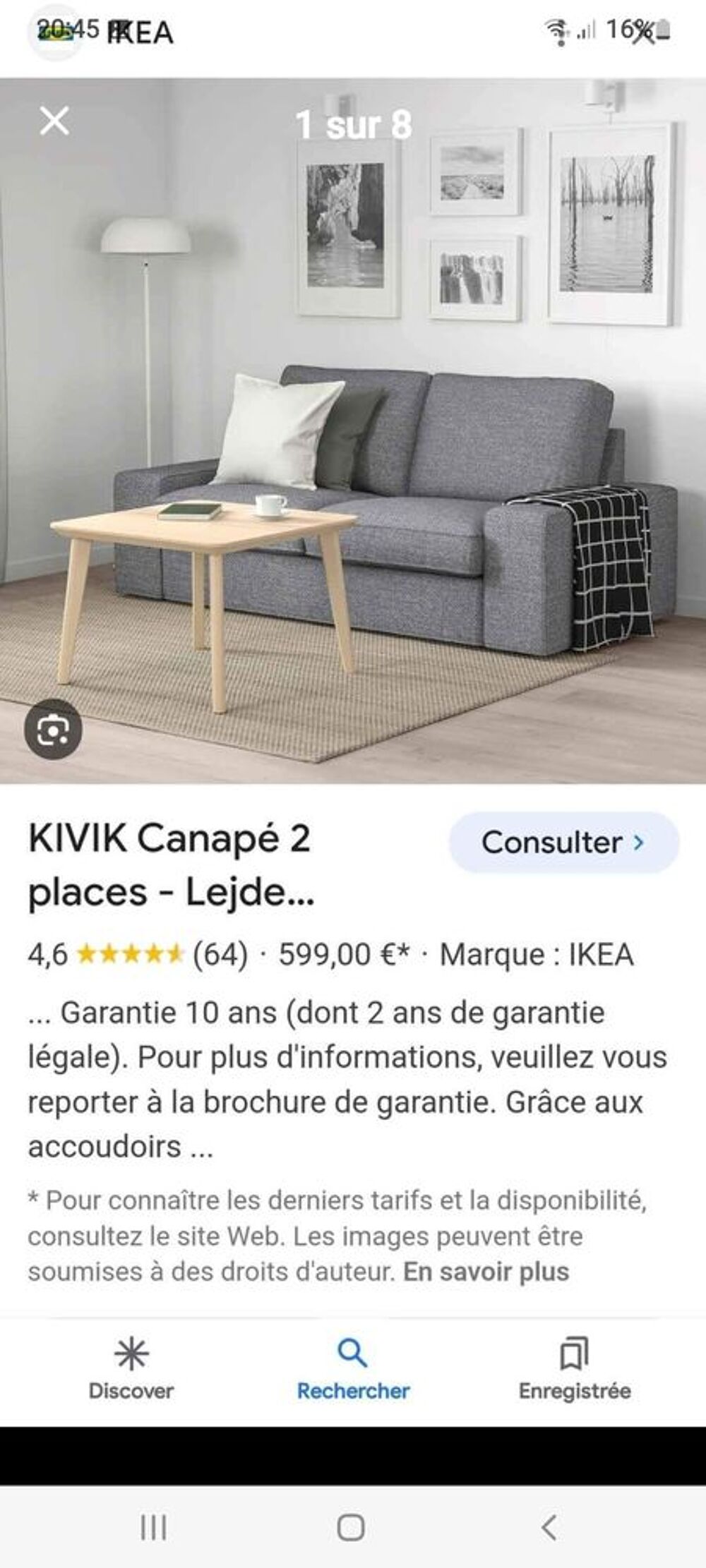 CANAPE KIVIK LEJDE 2/3 places hyper confort 190 cm
Meubles