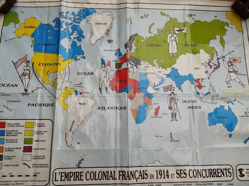 Carte scolaire l'Empire Colonial Fran&ccedil;ais en 1914 